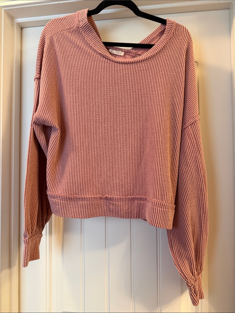 Women's Dusty Pink Waffle Knit Sweater